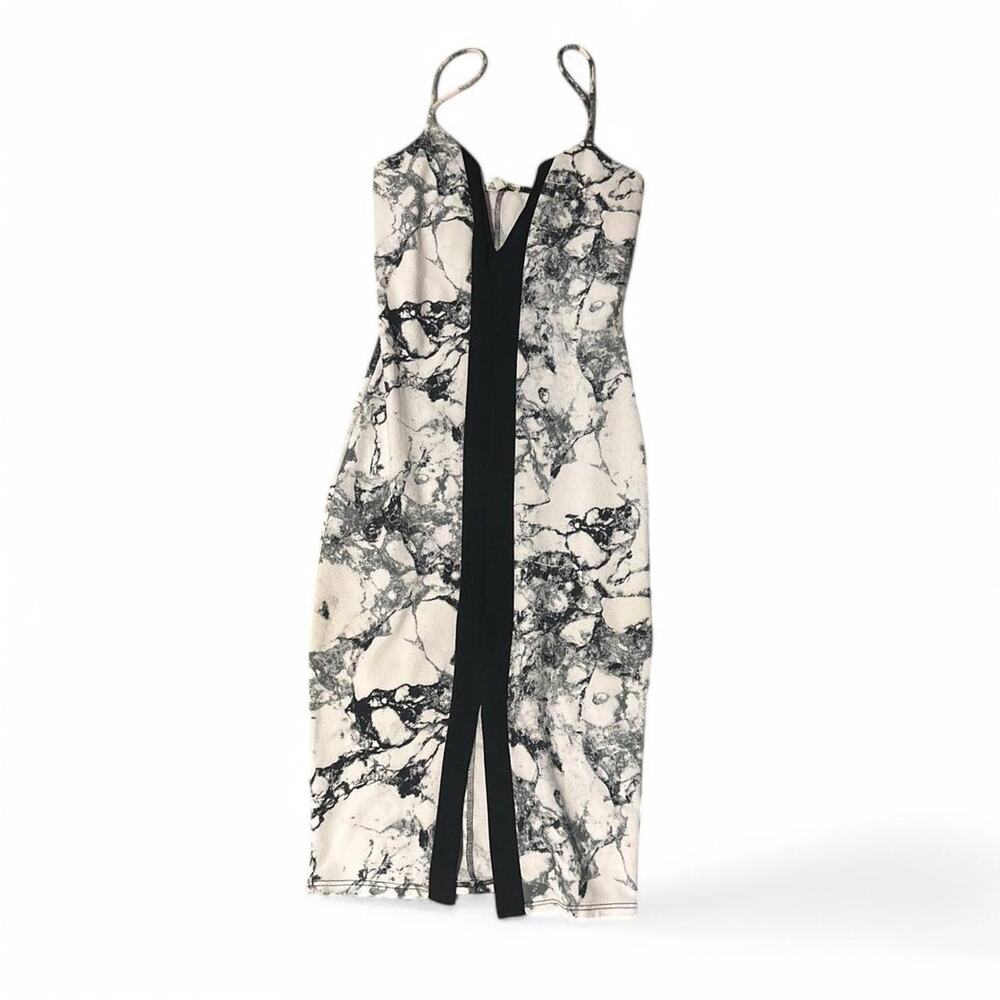 Black and white marble midi dress
